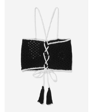 Nessi Byrd incorporate captivating materials into their everyday luxury swimwear. This girls Elvira back tie crochet crop top is reflective of the New York label's meticulous attention and preference for vibrant aesthetics. Crafted with beautiful flower details and crisscross shoulder straps that cascade down the back into a tassel effect. She will embody unparalleled confidence.Crochet Material 100% Cotton