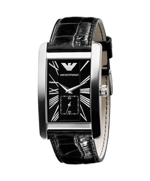 Japans Quartz uurwerk met kleine secondewijzer 35mm x 10mm Roestvrijstalen kast. Solide achterkant. Mineraal kristal. Zwarte wijzerplaat. Roestvrijstalen wijzers en indexen. Kleine secondewijzer op 6 uur. Zwart Croco lederen band met roestvrij stalen gesp. Waterbestendig tot 30 meter 3ATM. Dit horloge wordt geleverd met originele doos en papieren.