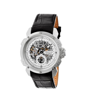 316L Surgical-Quality Stainless Steel Case; Jeweled  Automatic Movement; Jewel Bearings: 22 Jewels; 42-Hour Power Reserve; Beats per Hour (BPH): 21600/Hour; Sapphire-Coated Mineral Crystal; Skeleton Dial; Observation Caseback to view Movement; Genuine Leather Crocodile-Embossed Strap; Logo-Engraved Stainless Steel Clasp; Luminous Hands; Seconds Sub-Dial; 42mm Diameter; 5 ATM Water Resistance;