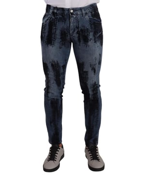 Jeans de denim ajustados 100% auténticos de Dolce & Gabbana  
  Elaborados en algodón  
  Cierre de cremallera y botón  
  Ajuste skinny slim  
  Hechos en Italia  
  Color azul  
  Detalles del logo  
  Material: 98% algodón 2% elastano