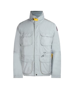 Graue Jacke von Parajumpers, zwei Vordertaschen, PJS-Aufnaher am linken armel, Jacke aus 100 % Polyester, graue Feldjacke