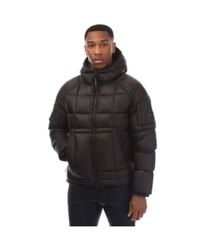 Mens C.P. Company D.D. Shell Hooded Medium Down Jacket in black.- Adjustable hood.- Two-way full zip fastening.- Side zip pockets.- Lens detail.- Elasticated cuffs.- Regular fit.- 100% Polyamide.- Ref: 17CMOW210A999
