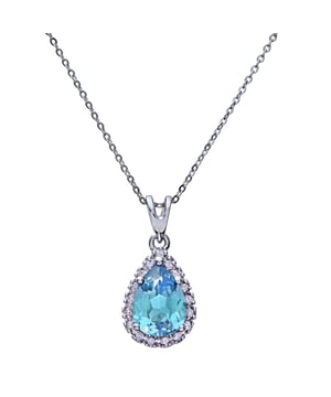 9K (375) White Gold: 1.6gr; # Diamond: 0.07ct; # Blue Topaz: 1.2ct