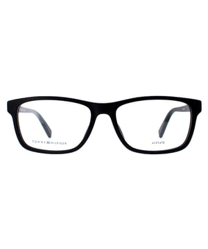Tommy Hilfiger Rectangle Unisex Matte Black TH1760  Glasses are a lightweight and durable acetate frame that provides a comfortable and secure fit. The temples are adorned with the iconic Tommy Hilfiger logo, adding a touch of elegance and sophistication to the overall look.