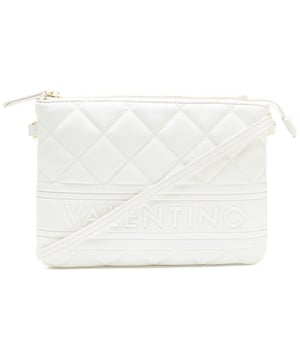 Womens Valentino Ada Crossbody Bag in white.- Zip fastening main compartment.- Internal pockets.- Tonal branding on the front.- Black diamond quilted fabric.- 100% Polyester.- Ref: VBE51O528006