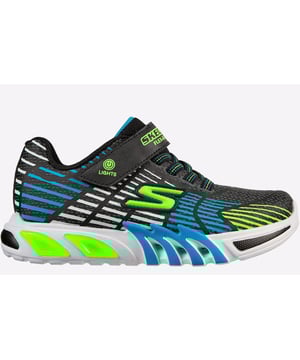 Stand out in cool style and comfort with the Skechers S Lights: Flex-Glow Elite shoe. This sporty light-up trainer features an athletic mesh and synthetic upper with a multicolor design and shock-absorbing midsole.
- On/off light switch
- Slip-on style in a stretch-laced panel with hook and loop closure
- Cushioned comfort insole
- Athletic mesh and synthetic upper
- Shock-absorbing supportive midsole
- Flexible rubber traction outsole