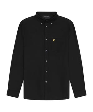Camisa negra de manga larga, 100% algodón, Regular Fit, Se ajusta a la talla real, Camisa negra, Cierre con botones, Camisa de manga larga, Camisa Oxford