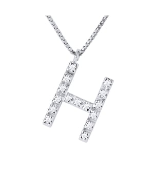 Diamantes del collar 0.07 CTS - Letra H - HSI de calidad (Color H - Calidad SI1) - Tamaño de tamaño Glossy - SERTI CLAWS - ORO BLANCO 750 milésimo (18k) - Longitud de la cadena Venecian 42 cm - 2 años Garantía contra defectos de fabricación - suministrado en su caso con su caso con su caso Un certificado de autenticidad y una garantía internacional: todas nuestras joyas se hacen en Francia.