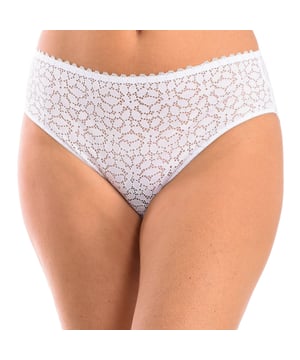 Panties DIM.
 Elastic and breathable fabric.
 Lace.
 Elastic waistband.
 Tonal interior lining.
 Seams seen in tone.
 Composition: 87% Polyamide, 13% Elastane
 Care:
Wash at max temperature 40º.
 Do not use bleach.
 Do not use dryer.
 Do not iron.
 Do not dry clean.