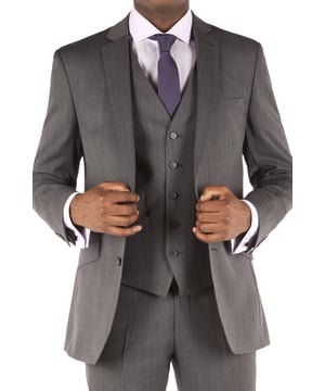 Herringbone Tailored Fit Performance Suit Jacket by Racing Green. This wool rich herringbone performance suit jacket has been treated with nanotechnology to provide a spill resistance finish. The 2 button jacket is on the Racing Green tailored block and features a notch lapel and side vents. The jacket has additional interal pockets including a pocket with a zip for added security. Wear with the matching suit trousers and wasitcoat to create the perfect suit for any occasion.