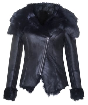 Indulge in luxury and sophistication with our Women's Toscana Leather Jacket. This exquisite piece features a double-breasted design with an asymmetric zip, creating a contemporary and stylish silhouette. The two slanted welt pockets at the hip offer convenience and a touch of elegance. The raw-cut edges of the collar and facing add a modern and edgy vibe to the jacket. Crafted from genuine Toscana lamb skins, the jacket ensures superior quality and utmost comfort. The zip extending to the top of the collar adds versatility and allows for different styling options.  • Double-breasted design with an asymmetric zip for a modern and stylish look • Slanted welt pockets at the hip for convenience and elegance • Raw-cut edges on the collar and facing for a contemporary and edgy touch • Made from genuine Toscana lamb skins for exceptional quality and comfort • Zip extending to the top of the collar for versatile and personalized styling.
