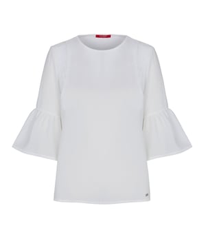100% poliéster; GUESS blusa; Modelo: W82H0SWBY89 A021; Mano de obra de alta calidad; Cuello redondo, manga 3/4, encaje en el hombro; Detalles del logotipo de Guess.