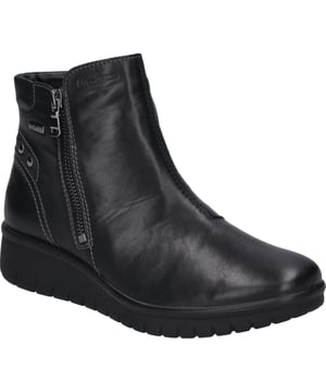Nuestros botines están fabricado con piel de becerro de alta calidad, por lo que son especialmente resistentes y duradero. Para mantener los pies bien calientes ni siquiera en los días fríos, hemos forradonuestro botín con textil. La cremallera cómoda ofrece una buena sujeción y una fácil entrada en el botín. La membrana TopDryTex proporciona un calzado impermeable para tener los pies secos. Nuestro modelo también está equipado con una plantilla intercambiable. El método de fabricación Strobel se utiliza normalmente para los sneakers y hace que el zapato sea especialmente cómodo. Con el ancho de zapato G nuestro modelo es ideal. ¡Especialmentepara tu tiempo libre disfruta el caminar con Calais 95!