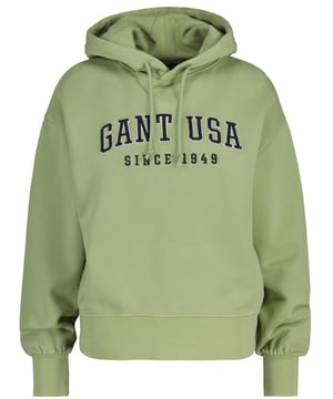 Stylischer Hoodie für Damen von der Marke GANT. Angenehm weiche Baumwoll-Qualität. Große Logo-Stickerei, Kapuze mit Kordelzug.