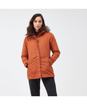 The Myla women's waterproof jacket from Regatta will complete your outdoor getup in style. The ladies' jacket is made with a waterproof Hydrafort fabric to see off rain. The cold weather won't get a look in with the Thermoguard insulation. The removable faux fur trim to the hood adds style.