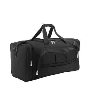 Large main compartment. Zipped pockets at each end. Zipped front pocket. Carry handles with pad. Adjustable/removable shoulder strap. Baseboard. Studded base. Material: 600D polyester. Dimensions: 30 x 56 x 26 cm.