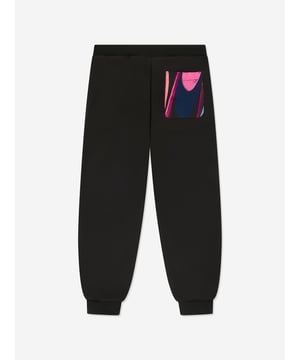 Emilio Pucci embody innovation and timeless luxury in their beautifully crafted designs. These girls black joggers are depicted in cotton jersey with an elasticated waistband, back 60s swirl multicolour print pocket and contrast 60s swirl trim. Complete with PUCCI printing and side pockets. She will look effortlessly up to date. ‚ Ribbed Cuffs/Hem ‚ 100% Cotton