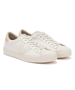 The Berlin Contrast trainer features soft white leather and a suede toe, paired with an off-white sole. Two contrast overlays bring a touch of colour to proceedings. These include the Barcelona brand's classic side V and a timeless heel counter. Complete with a tonal lace-up closure, and tongue branding.