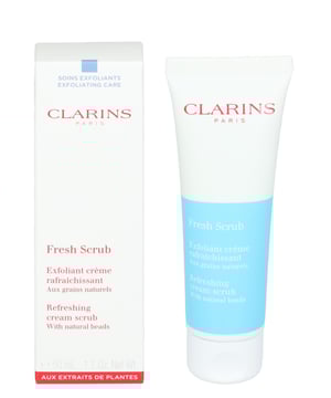 Clarins Fresh Scrub Refreshing Cream Scrub is a refreshing, cream based facial scrub that helps dehydrated skin by removing dead skin cells and to boost the skins ability to retain water. Enriched with Organic Leaf, this face scrub will leave your skin feeling and looking soft and radiant.