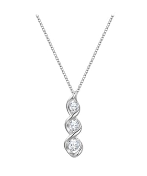 Do you like symbolic jewelry in glamorous designs? Then you will enjoy wearing this necklace from the Rafaela Donata label: The spiral stands for energy and movement - symbolized here by a fascinating pendant made of 925 sterling silver, decorated with three glittering zirconia crystals. A rhodium finish ensures reliable tarnish protection and a radiant silver shine. The necklace goes with many looks and can be worn in the office as well as in your free time. Practical: A lobster clasp makes it easy to put on and take off and the length of the chain can be adjusted thanks to the extension piece.