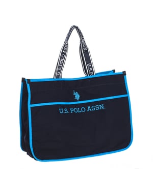 Shopper bag U.S. POLO ASSN.
 Synthetic.
 Magnet closure.
 Handles with the brand print.
 Open front pocket.
 Back interior: One zipper pocket.
 Brand logo embroidered on the front.
 Seams seen in tone.
 Measures: 47x35x19.5cm
 Composition: 90% Fabric, 10% Polyurethane
 Care:
Clean with a wet cloth.