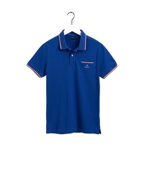 Klassisches Herren-Poloshirt mit farblich abgesetzten Streifen aus leichtem Baumwoll-Piqué.