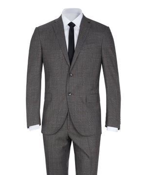 100% lana virgen; traje de Corneliani;  Modelo: 847222 9987300 033;  Mano de obra de alta calidad;  100% lana virgen suave;  cuello de solapa;  Dos bolsillos delanteros con solapa, un bolsillo en el pecho;  Tres bolsillos interiores;  Dos aberturas laterales;  pantalón de traje con cierre de gancho y cremallera;  Dos bolsillos laterales, dos bolsillos pequeños delante, dos bolsillos ribeteados detrás;  Hebillas de cinturon