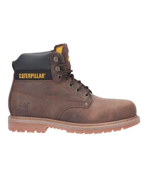 De Powerplant SB Safety Boot van Cat is voorzien van Goodyear Welted Construction en Nitril Rubber buitenzool, 200 Joules stalen neus, uitneembaar PU-voetbed, gewatteerde PU-kraag, drievoudig gestikte naden, buitenzool hittebestendig tot 300C, energi