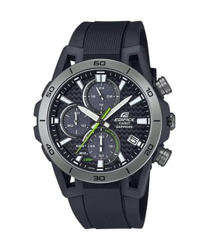 This Casio Edifice Chronograph Watch for Men is the perfect timepiece to wear or to gift. It's Black 40 mm Round case combined with the comfortable Black Plastic watch band will ensure you enjoy this stunning timepiece without any compromise. Operated by a high quality Quartz movement and water resistant to 10 bars, your watch will keep ticking. This sporty and fashionable watch gives you a unique feeling in every outfit! This Chronograph watch has a calendar function: Date , Solar Powered , Stop Watch , 24-hour Display , Luminous Hands and Luminous Numbers High quality 21 cm length and 22 mm width Black Plastic strap with a Buckle Case diameter: 40 mm,case thickness: 13 mm, case colour: Black and dial colour: Black