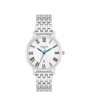 At your watch you value timeless elegance? Then this women's watch from the Trilani brand is the perfect choice. The stylish model scores with a classically designed dial with Roman figures, feet and date display. The stainless steel housing and a sporty, sporty link band made of stainless steel fit harmoniously into the design concept and make the watch a robust companion at work and leisure. A precise quartz watchwerk, a screwed housing floor, mineral glass and waterproof up to 5 ATM complete the high-quality premium equipment.