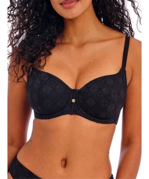 Freya Nomad Nights Sweetheart Bikini Top. With light padding, crochet overlay and adjustable straps. This product is recommended as hand wash only.