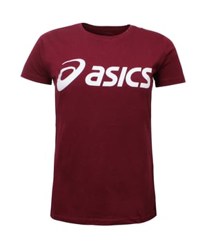 Asics Womens T-Shirt Sports Logo Tee Training Top Burgundy 144017 2015