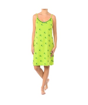 Summer nightgown from the Kisses&Love brand.
 Long/midi nightgown.
 The t-shirt has a V-neck neckline with lace and lace details in a contrasting color and a print.
 The nightgown is made of cotton, a perfect fabric for summer nights because it is breathable, soft and delicate on the skin.
 Thin adjustable straps.
 Embroidered brand logo on the front.
 Seams seen in tone.
 Composition: 100% cotton
 Care:
Accept the washing machine at max temperature. of 30º.
 Does not resist bleach or any other chlorate.
 Does not resist ironing.
 Does not resist dry cleaning.
 Does not withstand the dryer.
