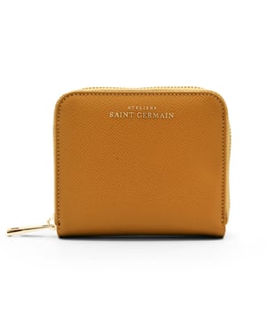 Zipped Coin Purse - Zipped Coin Compartment and Inside Card Compartments - Inside Fabric Lining -Logo ATELIERS SAINT GERMAIN - Peeble Leather Finish