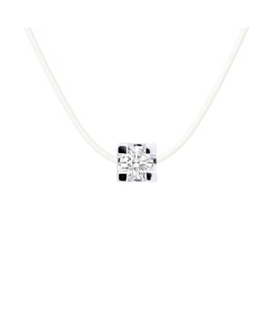 Halskette mit Nylonfaden und echtem Diamanten 0,05 Cts HSI Qualität - Länge 42 cm, 16,53 in - Unser Schmuck wird in Frankreich hergestellt und wird in einer Geschenkbox mit Echtheitszertifikat und internationaler Garantie geliefert
