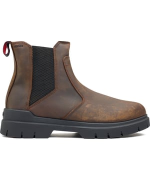Adéntrate en el mundo de la sofisticación resistente con las botas Chelsea de Hugo Ryan. Estas botas clásicas marrones combinan la artesanía en cuero premium con la durabilidad de una suela de goma con tacos, y su diseño elegante garantiza que sean tan estilosas como cómodas. Ya sea que estés navegando por las calles de la ciudad o explorando una noche en la ciudad, las botas de diseñador Hugo Ryan son tu compañero quintessential para prendas contemporáneas.