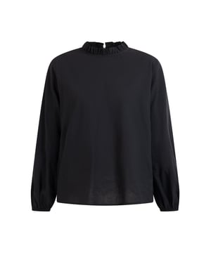 kein Futter, keine Füllung  Die einfarbige Baumwollbluse von DreiMaster Vintage vereint romantisches Flair mit lockerem Vintage-Design. Gefertigt aus luftiger Baumwolle, wird die Bluse von einem Rüschenkragen definiert. Die langen Ärmel enden in elastischen Abschlüssen, was ihnen mehr Volumen und Lockerheit verleiht.  Langarmbluse