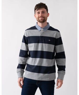 Crafted from 100% cotton, this striped rugger boasts a small-scale GANT shield graphic embroidered at the chest. Designed with a regular fit, the rugger features a twill collar and a classic three-button placket, giving it a timeless feel.




Regular fit
Twill collar
GANT graphic embroidered at chest
Wash with similar colors. Do not iron on decoration.

 100% Cotton 

2004083
 