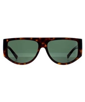Las gafas Givenchy Rectangle para mujer en Havana Verde GV7156/S presentan un diseño rectangular contemporáneo, confeccionado en acetato grueso con la marca Givenchy a lo largo de las patillas.