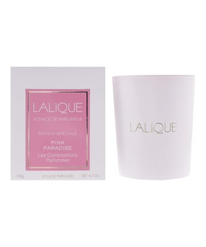 The Lalique Pink Paradise scented Candle is a candle inspired by perfumery, jewellery and crystal making. The scent of the candle opens as a Citrus one, with top notes of Lemon, Bergamot, Bitter Orange and Calone; the middle notes consist of Cedarwood, Heliotrope, Jasmine and Peppercorn; whilst the base notes are Amber, Ambroxan, Iso E Super, Musks and Sandalwood. The candle should burn for between 40 and 50 hours.
