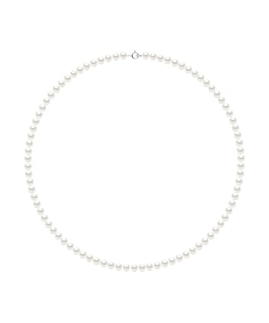 Necklace of Real Cultured Freshwater Pearls Semi Round 5-6 mm - COLOR NATURAL PEARL WHITE - with Spring Ring Clasp in Silver 925 - Length 42 cm - Delivered with Certificate of Authenticity and International Guarantee -MADE IN FRANCE