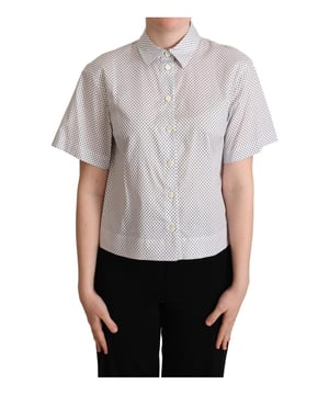 Hermoso, nuevo con etiquetas  
Fabricado con algodón de la más alta calidad  
Patrón de lunares en tonos grises  
Cuello clásico y mangas cortas  
Hecho en Italia  
Detalles icónicos del logo de Dolce & Gabbana  
Sofisticada combinación de colores en gris y blanco  
Material: 100% algodón
