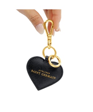 Key Ring - Handbag jewel "HEART" - 2 broken rings, 1 snap hook - Gold finishing