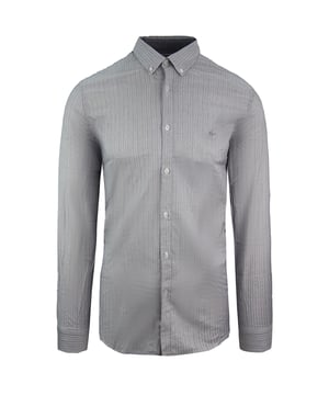 Lacoste Slim Fit Oxford Mens Grey gewebte Hemd