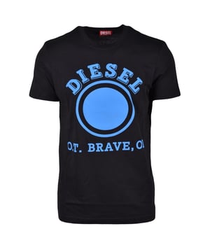 Short Sleeved Black T-Shirt, Diesel Branding, Crew Neck Tee, Regular Fit, Fits True To Size, 100% Cotton, Black Tee