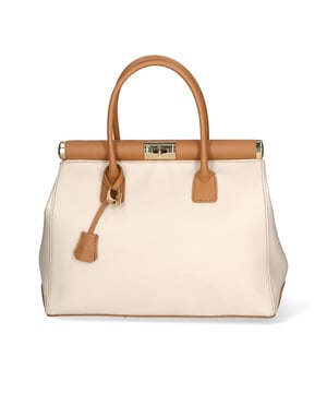 Damenhandtasche mit zwei Fächern und abnehmbarem Schultergurt. Italienisches handgefertigtes Produkt aus echtem Dollarleder. Hergestellt in Italien