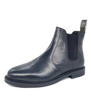 A stylish leather chelsea boots with elasticated gussets and rear pull loop for easy on and off use. Availble in Boys and Mens sizes form JR 9 to Mens UK 12