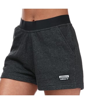 Womens adidas Originals R.Y.V.  Shorts in black marl.- Elastic waist.- Two side pockets.- Back pocket.- Mid-rise.- Logo patch detail.- Main material:  70% Cotton  30% Polyester (Recycled).  Machine washable.- Ref: GN4330