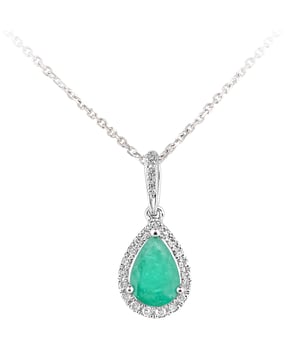 Oro blanco de 9 quilates (375): 1,01 g; # Diamante: 0,08 quilates; # Esmeralda: 0.58ct