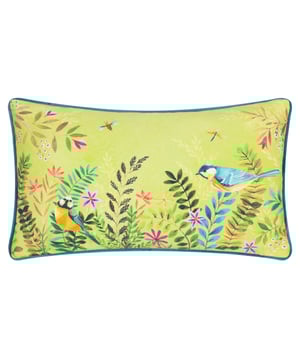 Add a touch of countryside charm to your home with the Daisy Hill Meadow Tales Piped Cushion. This luxurious cushion showcases a whimsical, hand-painted scene of hedgerows teeming with dainty birds nestled amongst lush foliage. Vibrant tones bring this playful natural vista to life, offering a statement piece that transforms any space into a serene retreat. The premium woven fabric feels delightfully soft to the touch, while the piped trim and velvet reverse exude sophistication, blending relaxed comfort with timeless elegance. Perfect for those who cherish nature-inspired accents and classic styling, this cushion captures the essence of refined countryside living.